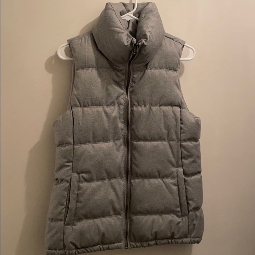 Gray zip up vest